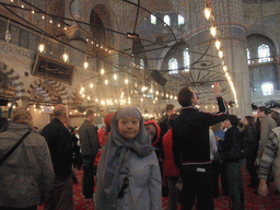 Miaomiao and Ana inside the Blue Mosque