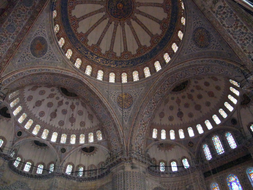 Dome and interior of the Blue Mosque