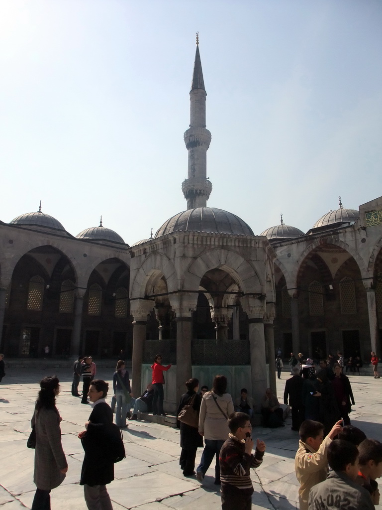 Ana and Nardy at the fountain on the Inner Courtyard of the Blue Mosque