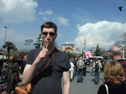 Tim with a lollipop, at the Hagia Sophia