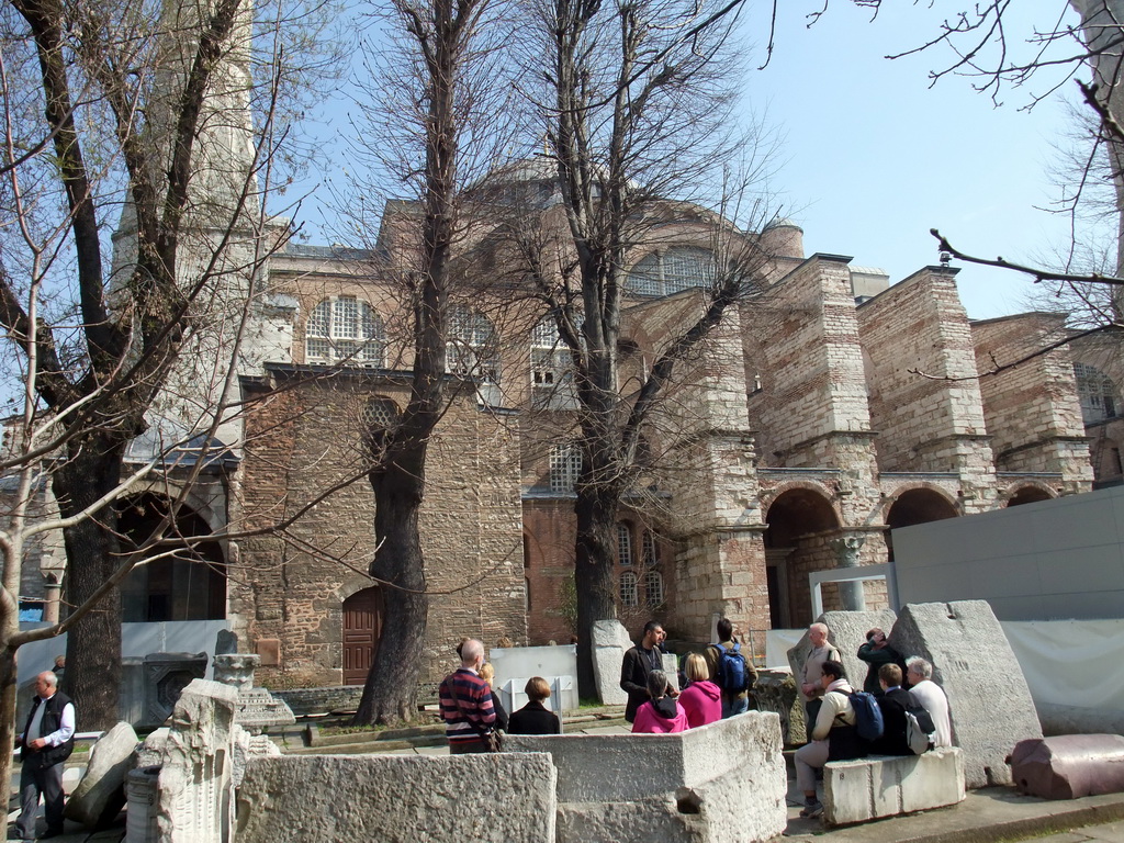 Left side of the Hagia Sophia and ruins of the Basilica of Theodosius II