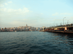 Galata Bridge over the Golden Horn bay and the Beyoglu district with the Galata Tower