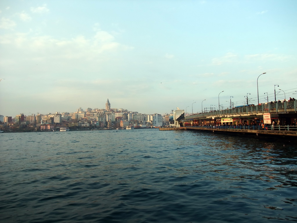 Galata Bridge over the Golden Horn bay and the Beyoglu district with the Galata Tower