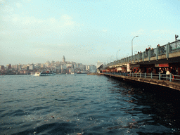 Galata Bridge over the Golden Horn bay and the Beyoglu district with the Galata Tower