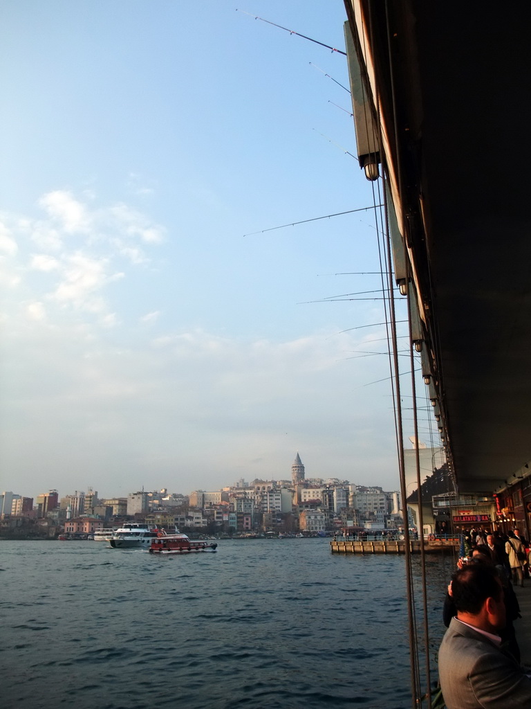 Galata Bridge over the Golden Horn bay and the Beyoglu district with the Galata Tower