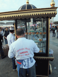 Snack stall in front of the fish boat restaurants in the Golden Horn bay
