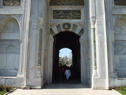 The inner side of the Imperial Gate of Topkapi Palace, and the Blue Mosque