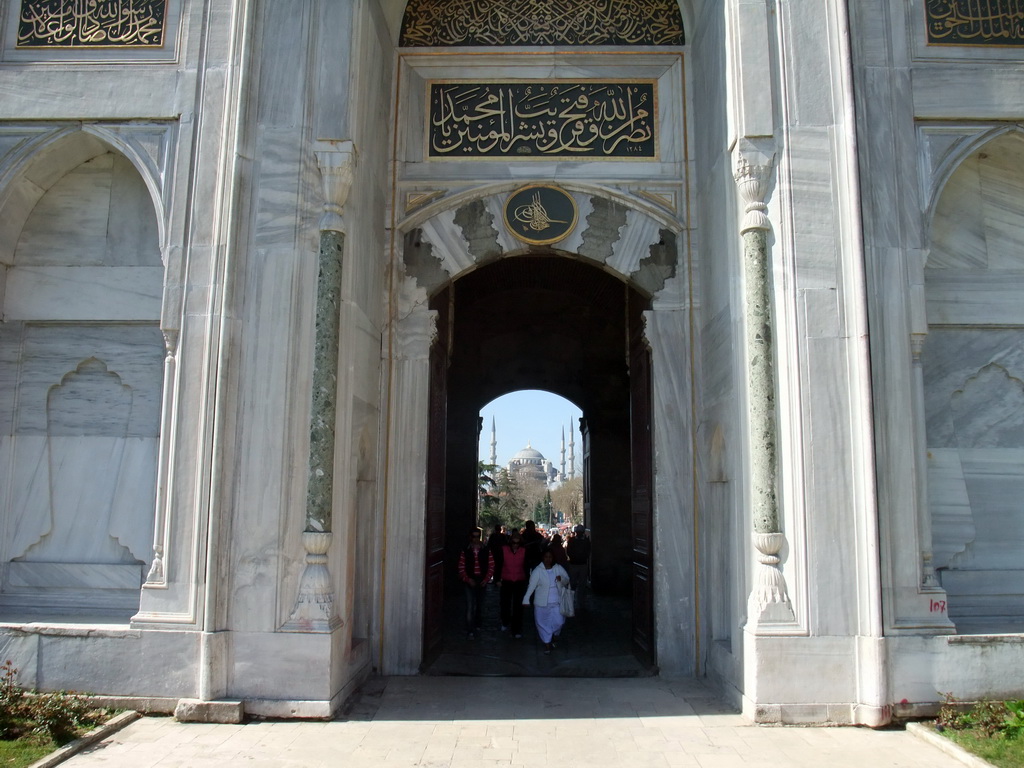 The inner side of the Imperial Gate of Topkapi Palace, and the Blue Mosque
