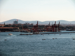 The Kadikoy district with the Marmara University Haydarpasa Campus and the harbour in the Bosphorus strait, viewed from Topkapi Palace