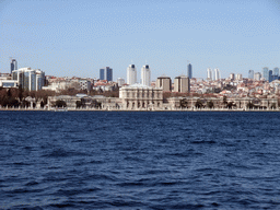 The Beyoglu district with the Dolmabahce Palace (Dolmabahce Sarayi), viewed from the Bosphorus ferry