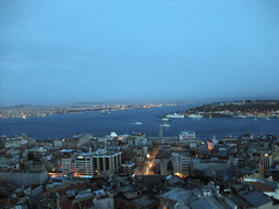 View on the Golden Horn, the Bosporus strait and the Topkapi Palace, from the top of the Galata Tower, by night