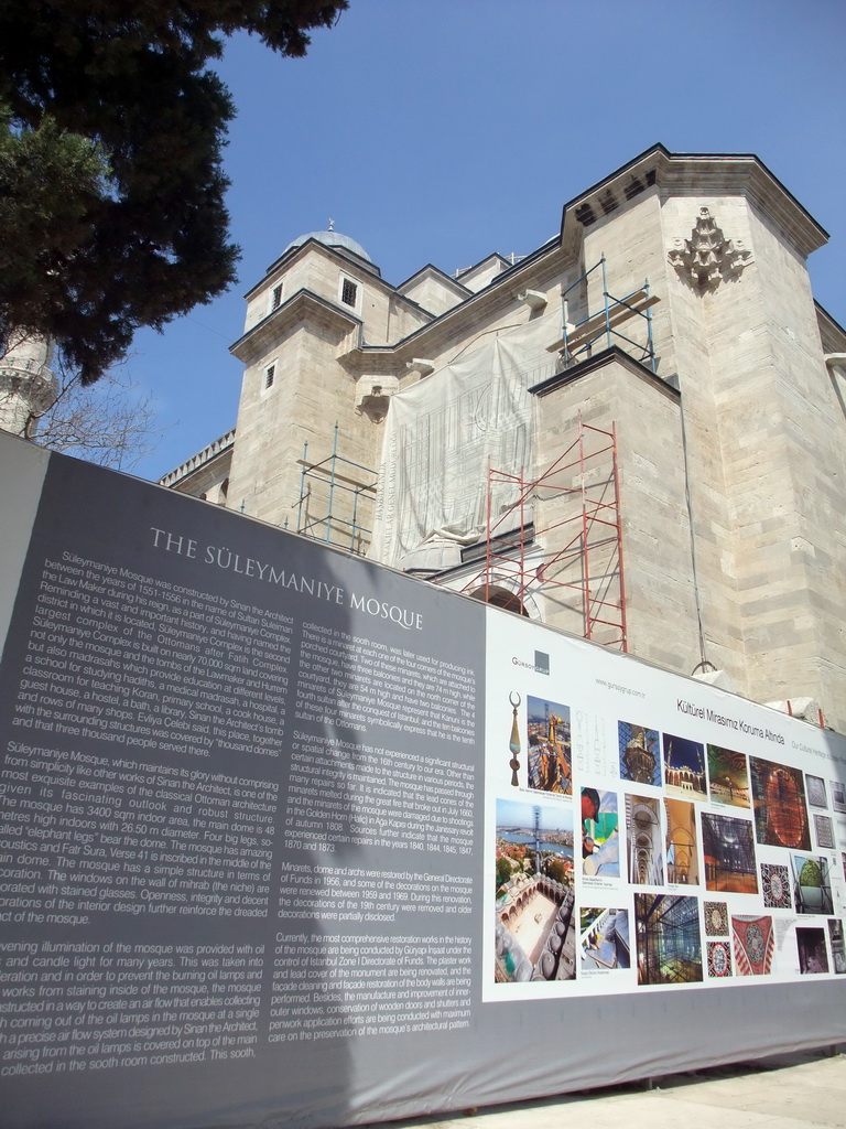 Reconstruction works at the Süleymaniye Mosque, with explanation