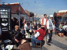 Fish boat restaurant in the Golden Horn bay