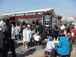 Fish boat restaurant in the Golden Horn bay