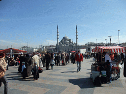 The New Mosque and fish boat restaurants and snack stalls in the Golden Horn bay