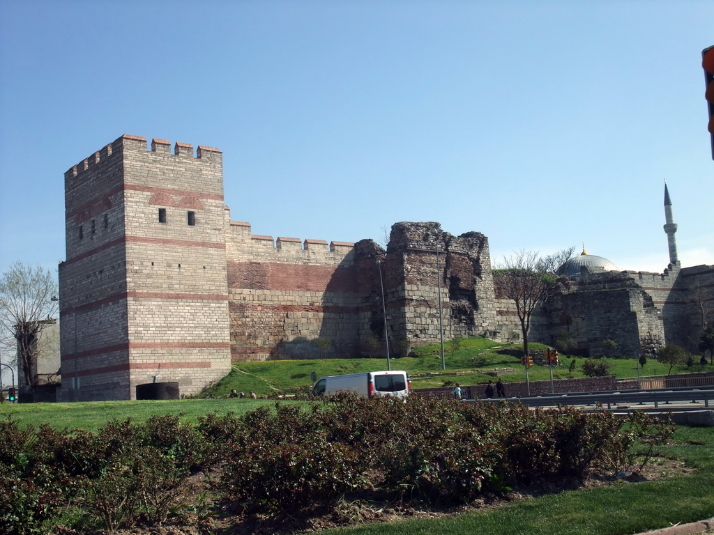 The Theodosian Walls and the Mihrimah Sultan Mosque (Mihrimah Sultan Camii)