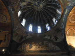 Frescoes and a mosaic of Christ Pantocrator in the south dome of the inner narthex of the Church of St. Savior in Chora