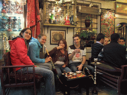 Tim, Miaomiao, Ana and Nardy having waterpipe and tea in the Corlulu Ali Pasa Medresesi medrese