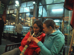 Ana and Nardy having waterpipe in the Corlulu Ali Pasa Medresesi medrese