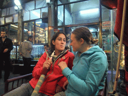 Ana and Nardy having waterpipe in the Corlulu Ali Pasa Medresesi medrese