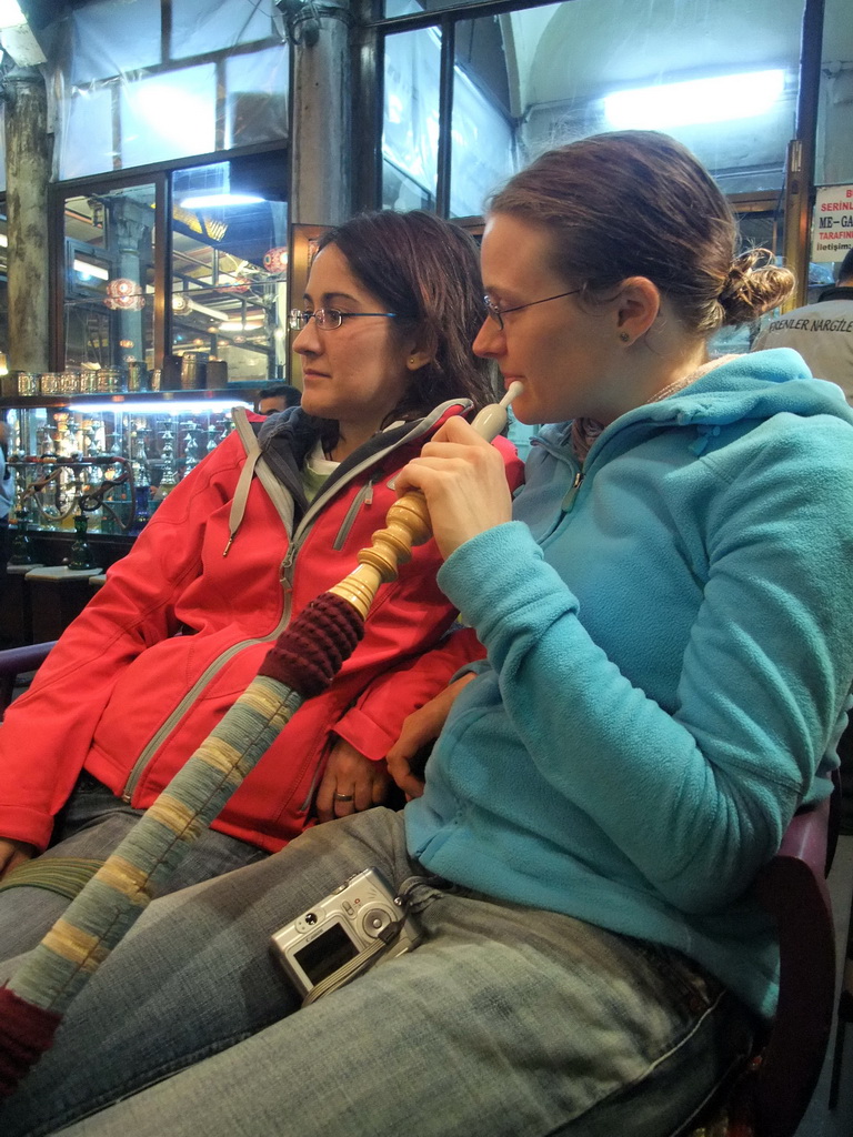 Ana and Nardy having waterpipe in the Corlulu Ali Pasa Medresesi medrese