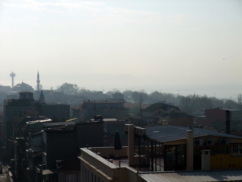 The Kumkapi neighborhood, the Little Hagia Sophia (Church of the Saints Sergius and Bacchus, Kücuk Ayasofya Camii) and the Sea of Marmara, from the window of the breakfast room in the Grand Liza Hotel