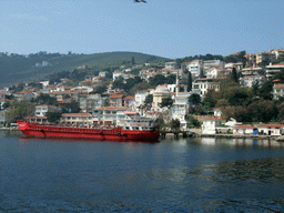 Houses, mosque and boat at Burgazada island, viewed from the ferry