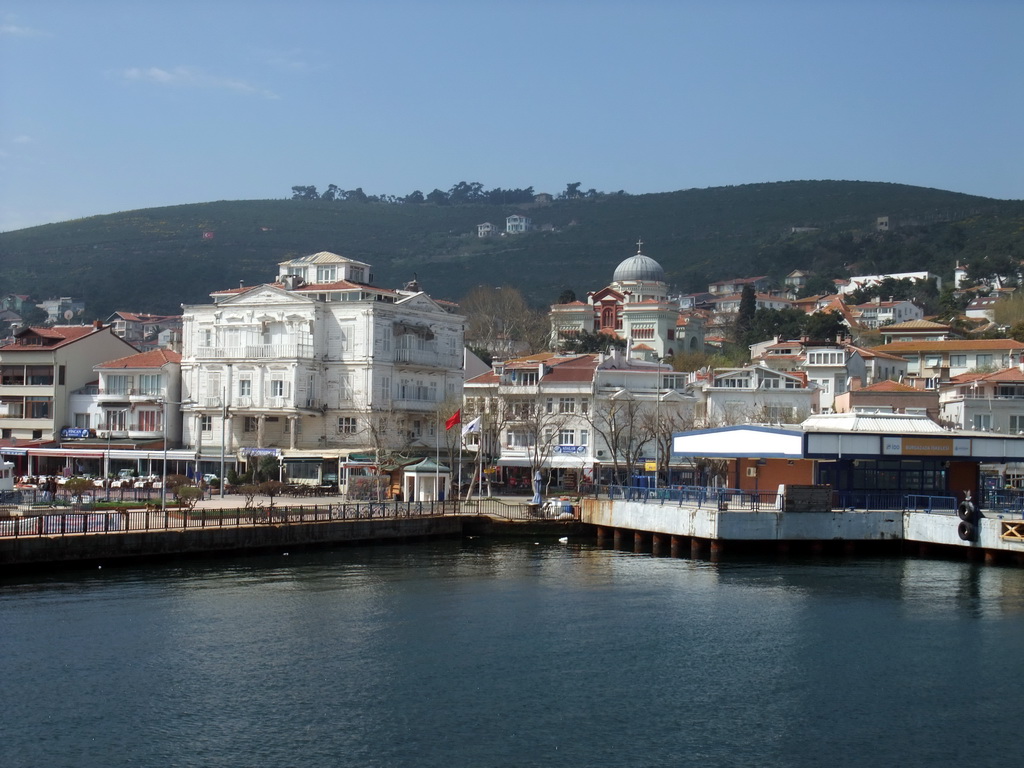 Houses and the Church of St John at Burgazada island, viewed from the ferry