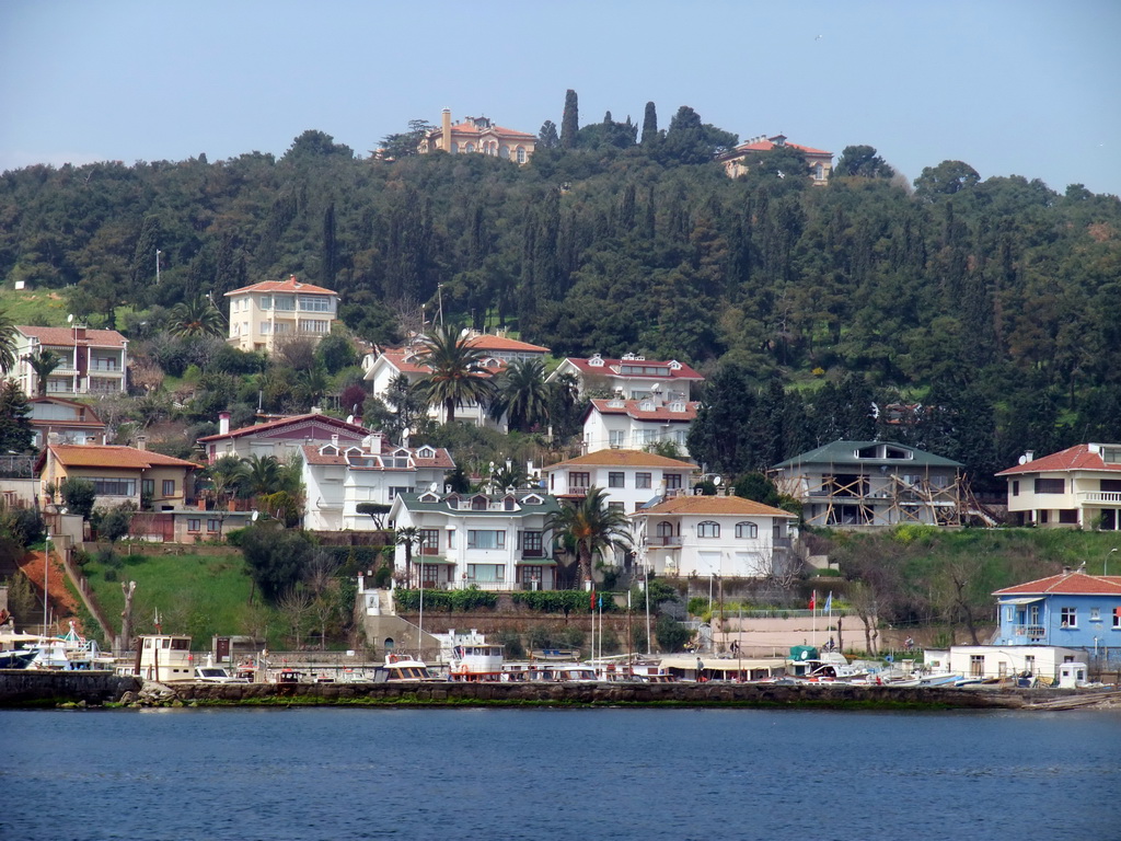 Houses and boats at Heybeliada island, viewed from the ferry