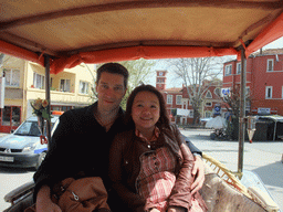 Tim and Miaomiao in a carriage at Heybeliada island