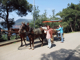 Miaomiao, Ana and Nardy with horses and carriage at Heybeliada island