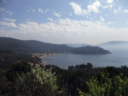 View on bay at the southwestern side of Heybeliada island, with Büyükada island on the background