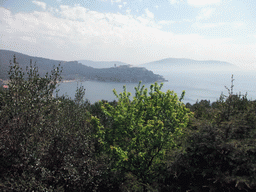 View on bay at the southwestern side of Heybeliada island, with Büyükada island on the background