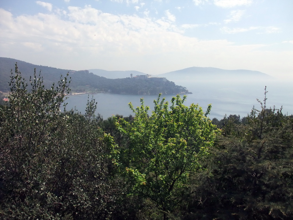 View on bay at the southwestern side of Heybeliada island, with Büyükada island on the background