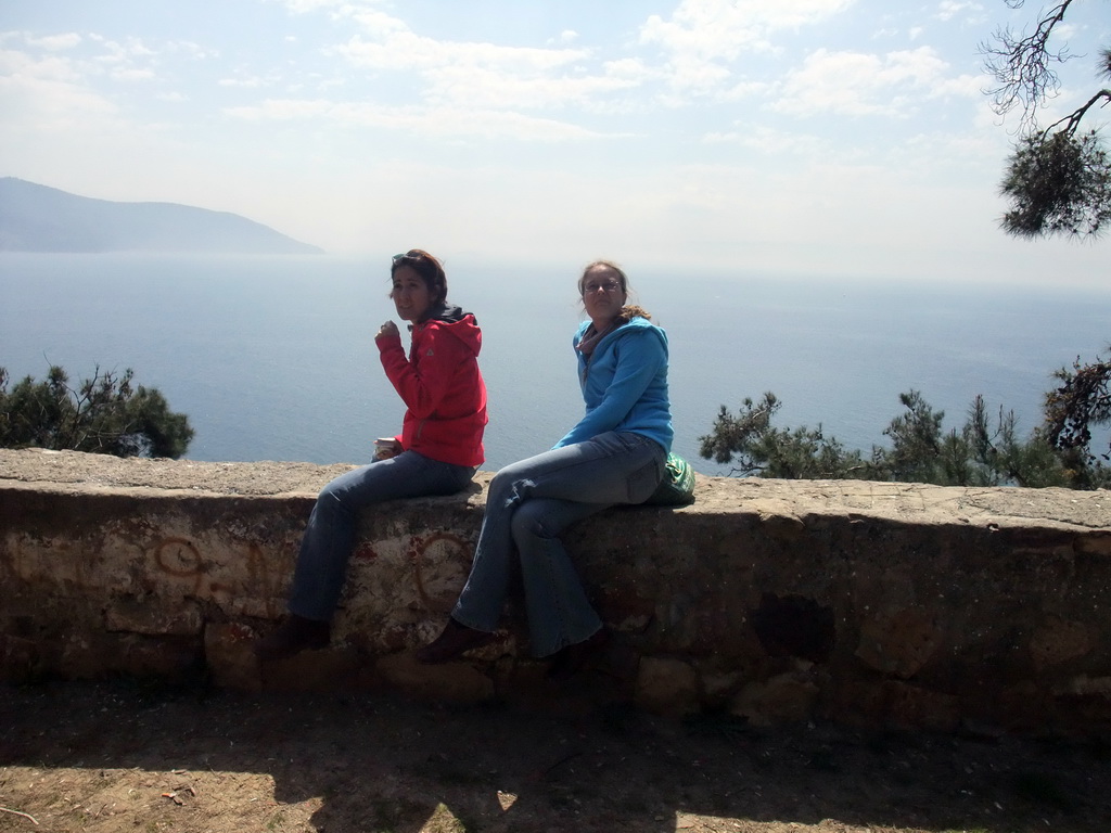 Ana and Nardy at Heybeliada island, with Büyükada island on the background