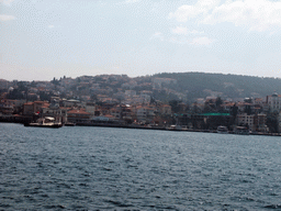 Houses and boats at Büyükada island, viewed from the ferry