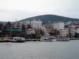 Houses and boats at Büyükada island, viewed from the ferry