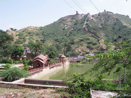 The Amber Fort Garden, Maotha Lake and a wall leading to the eastern hills