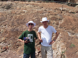 Tim and Rick in front of a rock at the path to Amber Fort