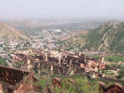 Amber Fort and hills and houses at the west side of Amber, viewed from Jaigarh Fort