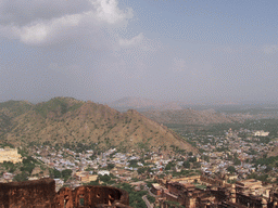 Amber Fort and hills and houses at the west side of Amber, viewed from Jaigarh Fort