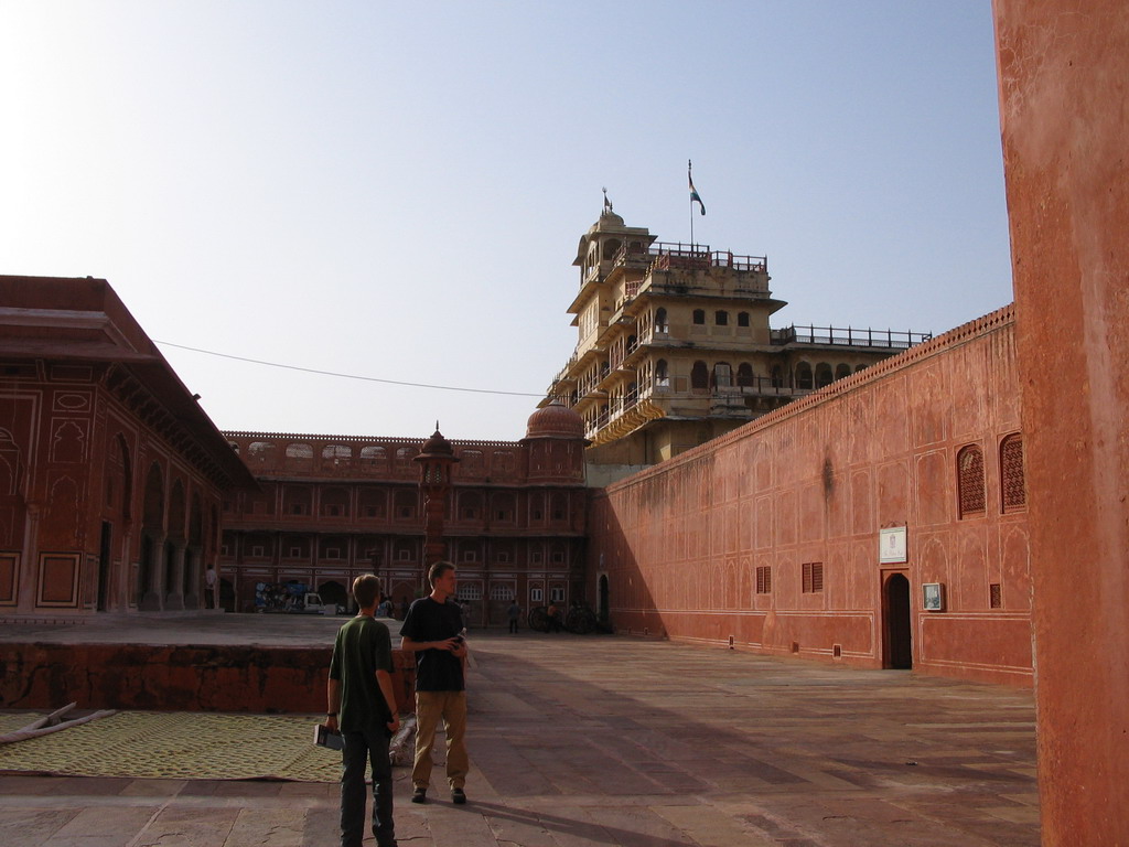 Rick and David at the Diwan-I-Khas building and the Chandra Mahal building at the City Palace