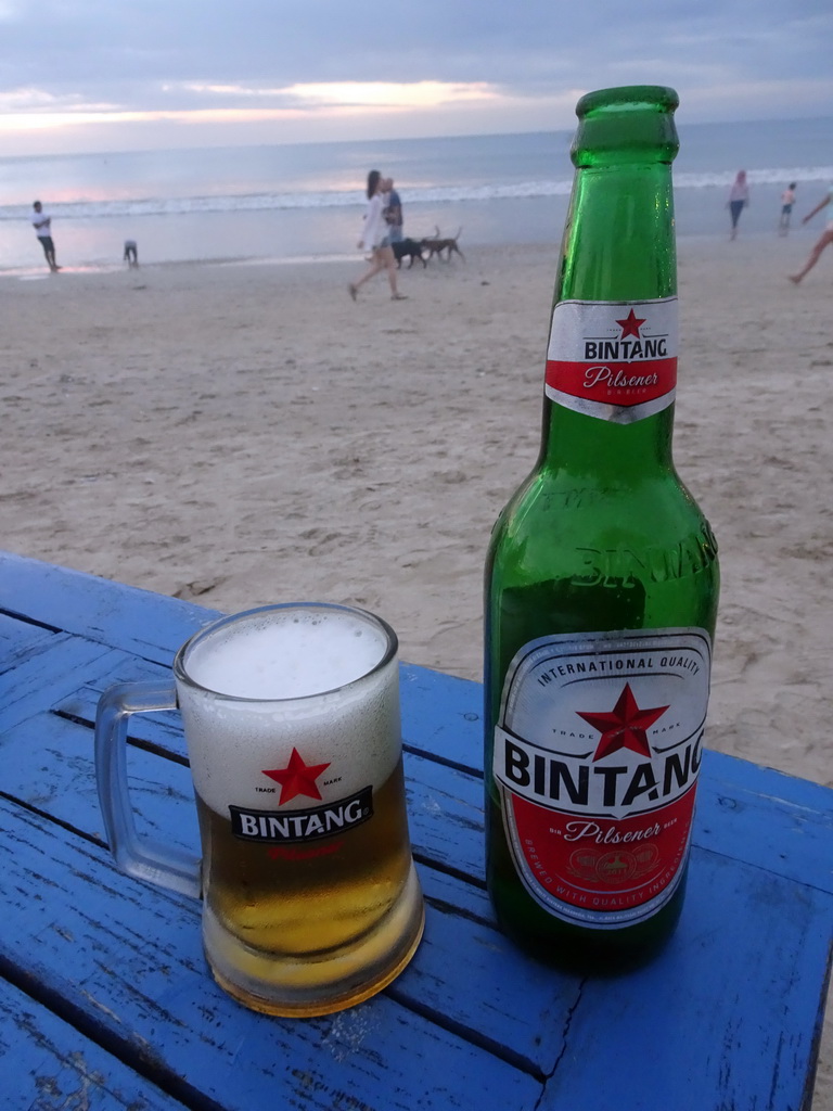 Bintang beer at the terrace of the Teba Café restaurant at Jimbaran Beach