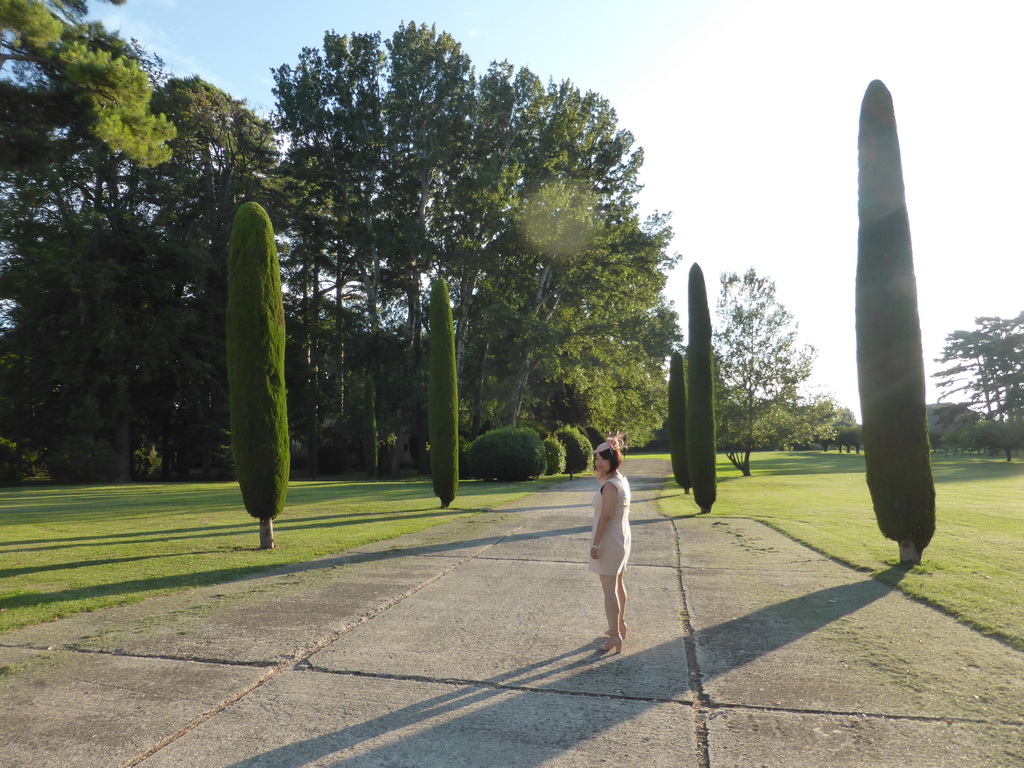 Miaomiao at the garden at the left side of the Château de Beauregard castle