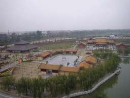 View on river and pavilions from the tall pavilion at Qingming Shanghe Park
