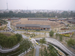 View on ranch with horses from the tall pavilion at Qingming Shanghe Park