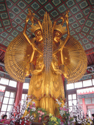 Buddhist statue of Guanyin with 1000 hands and 1000 eyes in Octagonal Hall at Youguo Temple
