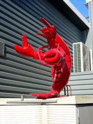 Lobster statue in front of the Seafarm restaurant at the Jacobahaven street