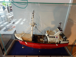 Scale model of a ship at the Seafarm restaurant