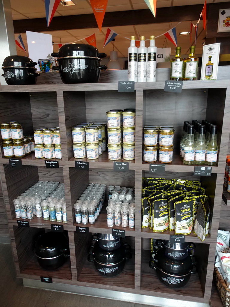 Local products for sale at the Proef Zeeland restaurant at the Neeltje Jans island